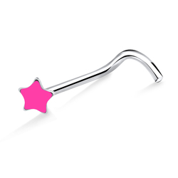 Pink Star Curved Nose Stud NSKB-807